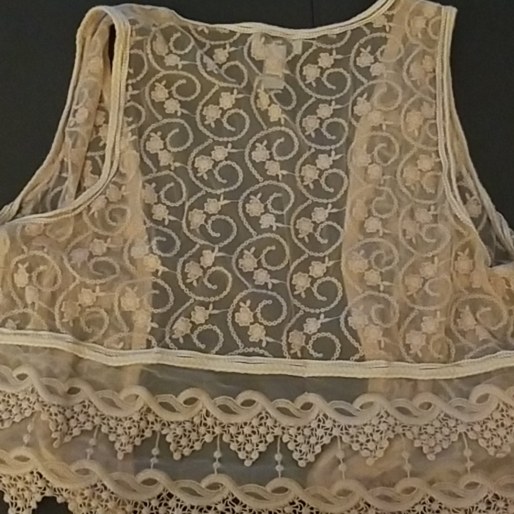 Chico's vintage vest, beige lace. S/M - Picture 5 of 6